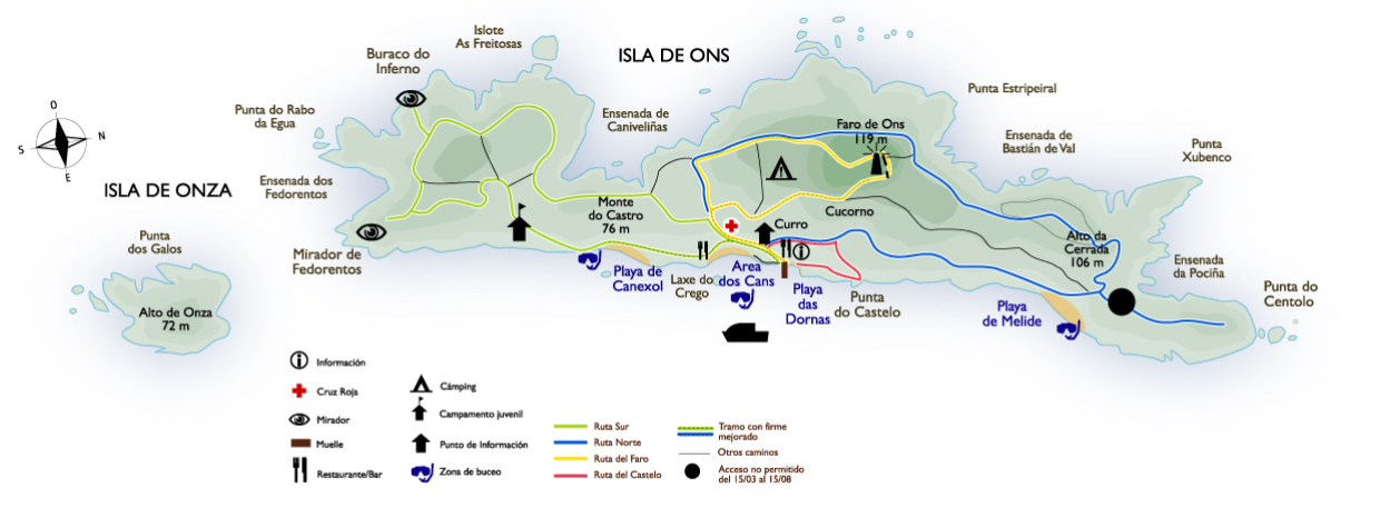 Cruceros Rías Baixas - Isla de Ons - Mapa